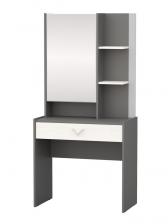 Трюмо «СТЕФАНИ», 800x430x1650 мм, цвет графит/рамух белый/МДФ серый софт