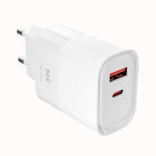 Сетевое зарядное устройство USB/USB Type-C 3.0A PD 20W+QC3.0 1m White (NC81a)