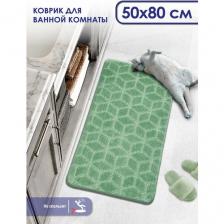 Коврик Shahintex PP 002, 50х80 см, 80х50 смдля ванной комнаты, зеленый чай