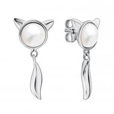 Серебряные серьги с перламутром и родированием