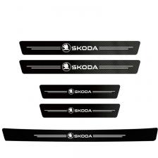 Углеродное волокно, защита порога, кожаные виниловые наклейки для Skoda Fabia Superb Yeti Octavia Rapid Kodiaq Mk3 A6 A7 2 3 A5 Kamiq