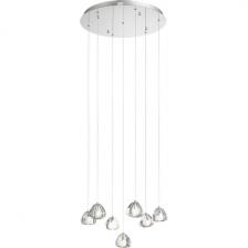 Подвесной светильник каскадный ST Luce Waterfall SL6017.101.07 Хром/Прозрачный с пузырьками воздуха LED 7*3W