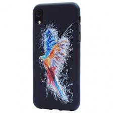Силиконовый чехол на Apple iPhone XR / Эпл Айфон Икс Эр с рисунком "Разноцветный попугай" Soft Touch черный