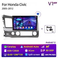 10 "Android 13 Carplay автомобильное стерео радио для Honda Civic 8 2005-2012 мультимедийный плеер навигация GPS 2 Din 4G аудио DVD