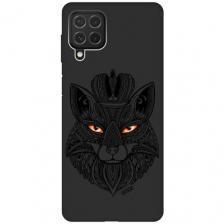 Матовый Soft Touch силиконовый чехол на Samsung Galaxy M32, Самсунг М32 с 3D принтом "Fox Queen" черный