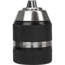 Патрон сверлильный БЗП № 44 LOCK c блокировкой зажима, диаметр зажима инструмента - 2-13 мм, посадка 1/2-20UNF +адаптер SDS plus в комплекте, ТМ ПрофОснастка. Патрон быстрозажимной предназначен для бытового и профессионального использования на электрических, аккумуляторных и пневмодрелях. Точность патрона – 0,35 мм. Размеры патрона: L = 75 мм, L1 = 62,5 мм, D = 43 мм (общая длина / длина с закрученными губками / диаметр корпуса патрона). Полностью металлический корпус. Патрон имеет специальную систему блокировки для дополнительной фиксации зажима от ослабления или разворачивания под воздействием нагрузок и вибрации. Упаковка - пластиковый бокс.