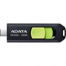 Флешка USB (Type-C) A-Data UC300 32ГБ, USB3.2, черный и зеленый [acho-uc300-32g-rbk/gn]