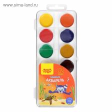 Акварель 12 цветов Мульти-Пульти «Енот в Красном море», медовая, без кисти, пластик, европодвес