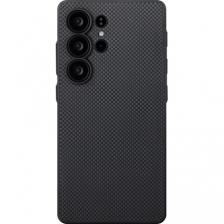 Чехол PITAKA PinButton Case для Samsung Galaxy S25 Ultra карбоновый (арамид) черно-серый шахматное плетение