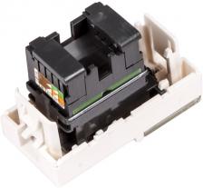 Вставка Lanmaster LAN-SIP-22S5E-WH Mosaic 22.5x45, RJ-45 STP, кат.5e, со шторкой и увеличенным окном маркировки, белая