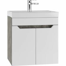 Тумба подвесная «Айсберг. Мечта», под раковину «Енисей 50», без ящика, 470x388x500 мм, цвет белый/бетон