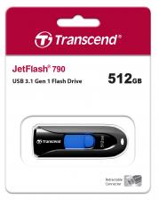 Флеш Диск Transcend 512Gb Jetflash Type-C 790С TS512GJF790K USB3.0 черный TS512GJF790K