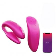 Сенсорный вибромассажер для пар We-Vibe Chorus с пультом ДУ, 7.8 см, pink