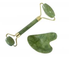 Массажный набор гуаша: роллер (ролик) и скребок для лица нефритовые Mizomed Dual Serenity (R21TC)