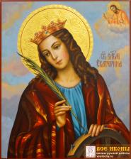 Рукописная икона Екатерина великомученица №24 (Размер 17х21 см)