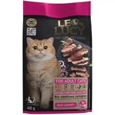 Leo&Lucy сухой полнорационный корм для стерилизованных кошек, мясное ассорти с биодобавками - 400 г повседневный супер премиум холистики для взрослых ассорти мясное для всех пород мешок Российский корм 1 уп. х 1 шт. х 0.4 кг