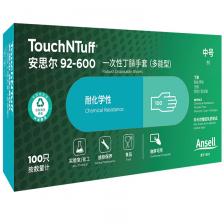 Ansell TouchNTuff ® 92-600 (50 пар) Зеленые нитриловые перчатки Ansell, 9-дюймовые, химически стойкость, неопудренная