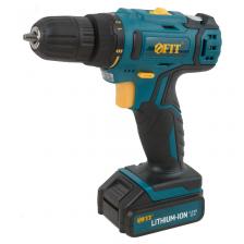 Дрель-Шуруповерт аккумуляторный Fit 80186, 12 В, 0-400/1450 об/мин, 19 Нм, 1, Li-Ion, 1,3 Ач, 1,5 ч., рез. накл.
