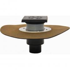 Трап с вертикальным выпуском DN50/75/110, с корпусом из полиэтилена, надставным элементом из полипропилена, с подрамником из чугуна, с полимербитумным полотном 500х500 мм , с с с «сухим» сифоном Primus.