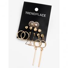 Набор серег TRENDPLACE Набор серьги пусеты кольца бижутерия под золото