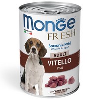 Monge Dog Fresh Adult Chunks in Loaf Veal / Влажный корм Консервы Монж для взрослых собак Мясной рулет с Телятиной (цена за упаковку)