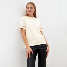 Футболка женская с красным кантом Basic line, молочная, размер 46