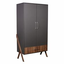 Шкаф двухсекционный Polini kids Porto 3100, с ящиком, 51x103.4x190.4 см, цвет графит-дуб крафт