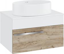 Тумба с раковиной Runo Вудлайн 65 подвесная, крафтовый дуб, раковина Ovale 50