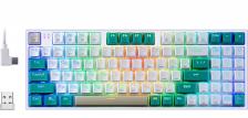 Redragon Беспроводная клавиатура Veigar BT/2.4G/пров.,RGB,бело-голубой [71476]