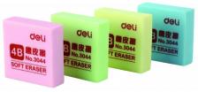 Ластик Deli Soft E3044, 35x35x11мм , ПВХ, ассорти