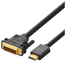 Кабель UGREEN HD106 (10137) HDMI to DVI(24+1) Cable, 5м, черный 10137_