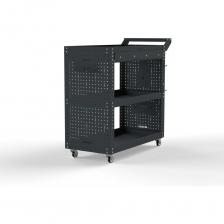 Тележка инструментальная Metalex Тип 2 А с выдвижным ящиком и боковыми панелями (3 полки )- это универсальная и удобная тележка, которая поможет Вам организовать хранение и перемещение Ваших инструментов внутри цеха или гаража. Главная особенность тележек Metalex – это возможность регулировки высоты установки всех полок. Перфорация на стойках сделана с шагом 25 мм. А так же, на все тележки Metalex можно установить большое количество различных аксессуаров.. Тележка укомплектована выдвижным ящиком на шариковых направляющих под верхней полкой На данных тележках устанавливаются две торцевые перфопанели, что значительно расширяет возможности хранения. Большое количество полезных аксессуаров мы уже положили в комплект. Но Вы всегда выбрать и доустановить, необходимые именно Вам, из линейки аксессуаров Metalex. Тележка выдерживает нагрузку до 150 кг., а каждая полка до 75 кг. Высота бортика у полок – 50 мм. На тележке установлены два колеса с углом поворота 360 градусов и два колеса, с таким же углом порота, но со стопорным механизмом. Все тележки Metalex окрашены порошковой краской, которая защитит изделие на долгие годы, даже во время интенсивной эксплуатации.