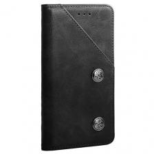 Чехол-книжка MyPads Una Fitto для Asus ROG Phone 2 ZS660KL из водоотталкивающей импортной эко-кожи черный с красной полосой