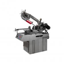 Ленточнопильный станок MBS-1012DAP представляет собой традиционную модель промышленного оборудования, применяемого в заготовительном производстве. Модель имеет конструкцию европейского типа. Тяжелая литая консоль и большие тиски с ручным зажимом, позволяют выполнять пиление металлических заготовок большого диаметра. Пиление под прямым углом допускает максимальный диаметр заготовки в 250 мм. Под углом в 45° с поворотом в лево 165мм и в право 210мм. При повороте консоли на 60° в право – максимальный диаметр пиления 135мм.Особенность конструкции станка MBS-1012DAP заключается в возможностях осуществлять распил и прямоугольных заготовок, в том числе под углами -45°/+60°.Допускаемое сечение обрабатываемой заготовки при 90° составляет 315x190 мм, при пилении под углом -45°(влево) - 165x190мм, +45°(вправо) - 210x190мм. При повороте консоли на 60° в право – максимальный размер заготовки - 135x150mmОпускание тяжелой пильной рамы и скорость регулировки осуществляется с помощью гидравлического цилиндра (гидроразгрузки), подъем пильной рамы – вручную.Моторная группа состоит из мощного электродвигателя, работающего в 2-х режимах – 0,75кВт и 1,1кВт, обеспечивающего стабильную работу ленточного станка в различных скоростных режимах.Две скорости движения полотна 40 и 80 м/мин позволяет пилить как трудно обрабатываемые, в т.ч. высоколегированные стали, так и легко обрабатываемые цветные сплавы, в т.ч. различные марки алюминия и получить самое высокое качество и производительность.