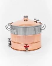 Медный перегонный куб АЛКОВАР ЛюксМ1, 30л с крышкой на 1.5" под индукцию и ТЭН