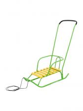 Санки детские «Ветерок 2», с ручкой, ярко-зелёные