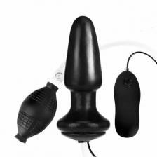 Анальная надувная пробка Lux Fetish Inflatable Vibrating Butt Plug с вибрацией, черный