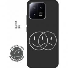 Матовый чехол Two Faces W для Xiaomi 13 / Сяоми 13 с 3D эффектом черный