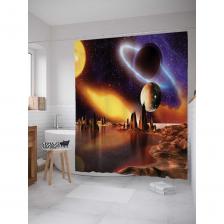 Штора-занавеска для ванной Штора (занавеска) для ванной JoyArty "Космическое озеро" из сатена, 180х200 см с крючками, sc_6903