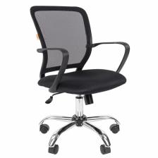 Кресло офисное Chairman 698 TW - 01, с подлокотниками, на колёсиках, ткань/сетка, цвет хром/чёрный