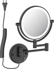 Косметическое зеркало AQUATEK AQ4915MB с подсветкой, двухстороннее, телескопическое, поворотное, черное матовое