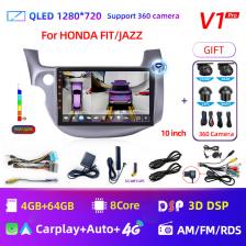 2 din 8Core Android 12 Автомобильный радиоприемник для HONDA FIT JAZZ 2007-2013 Мультимедийный видеоплеер Зеркальное подключение Разделенный экран Головное устройство