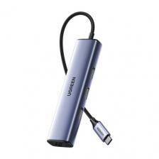 USB-концентратор UGreen CM475, 60600, разъемов: 3, 15 см, серый