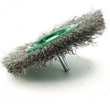 Дисковая щетка для дрели Щетка дисковая для дрели 100x12 мм, хв-к 6 мм, проволока гофрированная нерж. сталь 0.30 мм SIT 0979