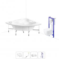 Комплексное предложение для обустройства ванной комнаты по специальной цене. Каждый элемент набора продуман и отвечает лучшим сантехническим решениям для ежедневного комфорта, максимальной гигиены и гарантирует надежный и безопасный монтаж. ВАННА ИЗ ЛИТЬЕВОГО АКРИЛА ОТ LAVINIA BOHO Акриловая ванна Elegant производится в размерах 140*140, 150*150 см и монтируется в угол ванной комнаты. Вместительная чаша идеально подходит для людей высокого роста и крупного телосложения, а также для принятия ванны вдвоем. Благодаря отлитому сиденью с высокой спинкой в угловой части купели можно выбрать оптимальное положение для проведения гигиенических процедур. Широкие площадки на бортиках — идеальное место для размещения часто используемой косметики и предметов гигиены. Усиленный армированный корпус отлично сохраняет форму и не деформируется при нагрузках и наполнении чаши горячей водой. ПРОЧНЫЙ КАРКАС ИЗ СТАЛИ Ванна монтируется на усиленный стальной каркас и стабилизируется креплениями к стене. Конструкция надежно фиксирует чашу и равномерно распределяет динамическую нагрузку до 500 кг. Регулировка опор по высоте нивелирует перепады уровня пола на различных поверхностях. СИФОН С ПОВЫШЕННОЙ ФУНКЦИОНАЛЬНОСТЬЮ Автоматический слив-перелив Useful Extras от Wellsee с донным клапаном click-clack и съемной накладкой на перелив изготовлен из полипропилена повышенной прочности. Накладка на перелив и крышка донного клапана выполнены из латуни. Функция верхней очистки позволяет с легкостью устранять возможные засоры, а плоский гидрозатвор служит барьером для неприятных канализационных газов и занимает минимум места под ванной. ПОДГОЛОВНИК НА САМОКЛЕЯЩЕЙСЯ ЛЕНТЕ Подголовник на ванну от Wellsee из вспененного полиуретана с гелевой структурой гипоаллергенен и безопасен для здоровья человека. Благодаря волнообразной форме и высокой эластичности подушка мгновенно адаптируется к изгибам тела, равномерно распределяет нагрузку в шейно-воротниковой зоне. Поверхность изделия не впитывает влагу и запахи, что гарантирует высокий уровень гигиены и износостойкость при продолжительном контакте с водой. ПОДВЕСНОЙ УНИТАЗ LAVINIA BOHO СО 100% ОТКРЫТЫМ КРАЕМ Унитаз Lavinia Boho One в минималистичном дизайне — бестселлер поколения безободковой керамики из санфарфора. Гладкая беспористая поверхность обладает повышенной прочностью и износостойкостью, не скапливает грязь и сокращает рост бактерий. Чаша Rimless со скрытым креплением качественно омывается с первого смыва без брызг и обеспечивает 100% гигиеничность и простоту в уходе за изделием. При мощном каскадном смыве выделения сразу попадают в воду и блокируются жидкостью, минимизируя распространение неприятных запахов. БЫСТРОСЪЕМНОЕ СИДЕНЬЕ С КРЫШКОЙ Эргономичная форма сиденья позволяет с удобством расположиться людям разного возраста и комплекции. Благодаря встроенным в петли демпферам сиденье с крышкой опускаются мягко и бесшумно. Установить или снять сиденье можно всего за несколько секунд одним нажатием. Конструкция выдерживает нагрузку до 400 кг и имеет более 100.000 циклов открывания/закрывания. Сиденье из дюропласта гипоаллергенно и полностью безопасно при контакте с кожей человека. УНИВЕРСАЛЬНАЯ ИНСТАЛЛЯЦИЯ С БЕСШОВНЫМ БАЧКОМ Инсталляционная система Lavinia Boho Relfix с универсальным креплением позволяет производить не только стандартный «прямой» монтаж рамы к стене, но и осуществлять «поворотный» монтаж, вплоть до установки в угол помещения. Цельнолитой бачок системы изготовлен из долговечного полимерного материала HDPE и изолирован от конденсационной влаги. Все соединительные элементы бачка для подключения инсталляции к трубопроводу изготовлены из латуни. ДИСПЕНСЕР ДЛЯ ДЕЗОДОРАЦИИ Дозатор для дезинфицирующих средств устанавливается в бачок инсталляционной системы RelFix и поддерживает гигиену унитаза, аромат свежести в туалетной комнате. Благодаря точной подгонке резервуара под туалетные блоки при каждом смыве с водой поступает одинаковое количество дезинфицирующего средства, которое равномерно распределяется по чаше унитаза. УЛЬТРАТОНКАЯ КЛАВИША СМЫВА Ультратонкий монтаж панели смыва сохраняет эстетику в