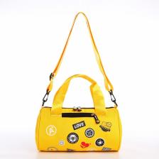 Сумка молодёжная на молнии, 28x15x15 см, жёлтая