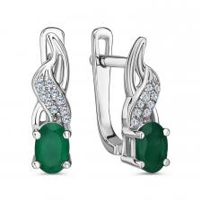 Серебряные серьги с ониксом и фианитами