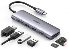 USB-хаб UGREEN CM511 20956A Revodok 6-in-1 USB-C to HDMI&USB 3.0*3 & SD/TF Adapter, Grey 20956A