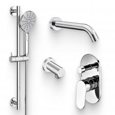 Душевой комплект Смеситель Wasserkraft Donau 5341 + Гарнитур A144 + Подключение A021 + Излив A018 для ванны