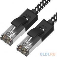 GCR Патч-корд PROF прямой 5.0m, UTP медь кат.6, STRONG черно-белый нейлон, ethernet high speed 10 Гбит/с, T568B, GCR-52779